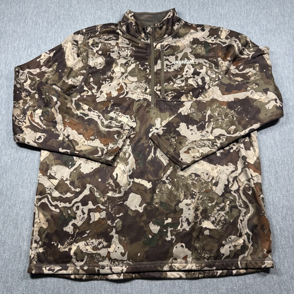 Magellan Outdoors Mens XL Camo Veil Camouflage 1/4 Zip Pullover Hunting Shirt